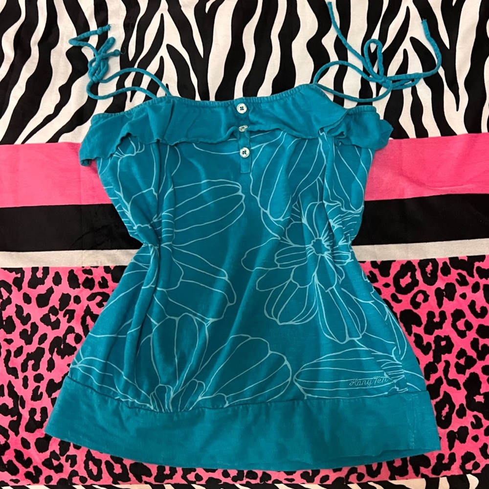 Y2k babydoll blue flower tank top